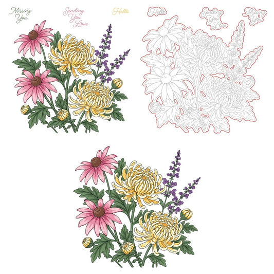 Harvest Blooms Stamp Set, Honey Cuts, and Stencil Bundle