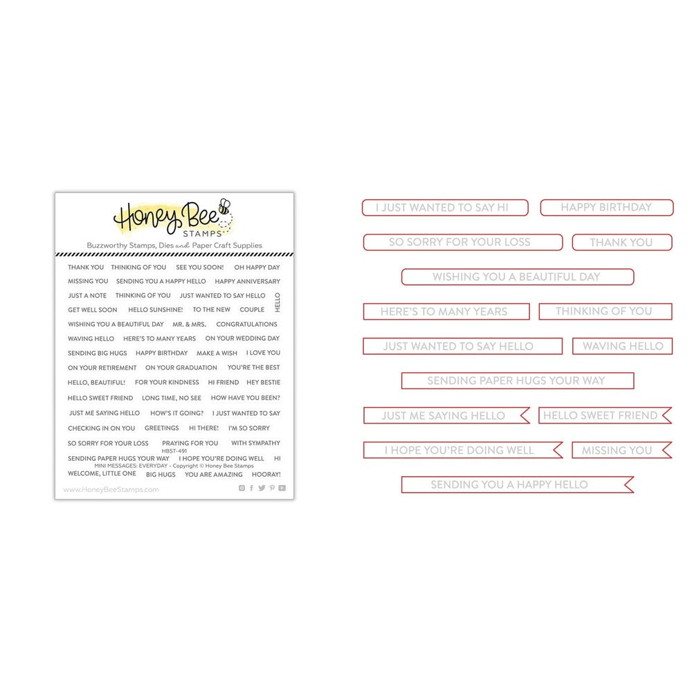 Mini Messages Stamp Set and Coordinating Honey Cuts Bundle