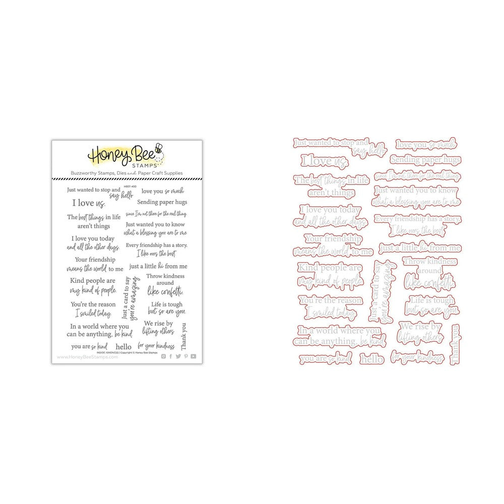 Inside: Kindness Sentiments Stamp Set and Coordinating Honey Cuts Bundle