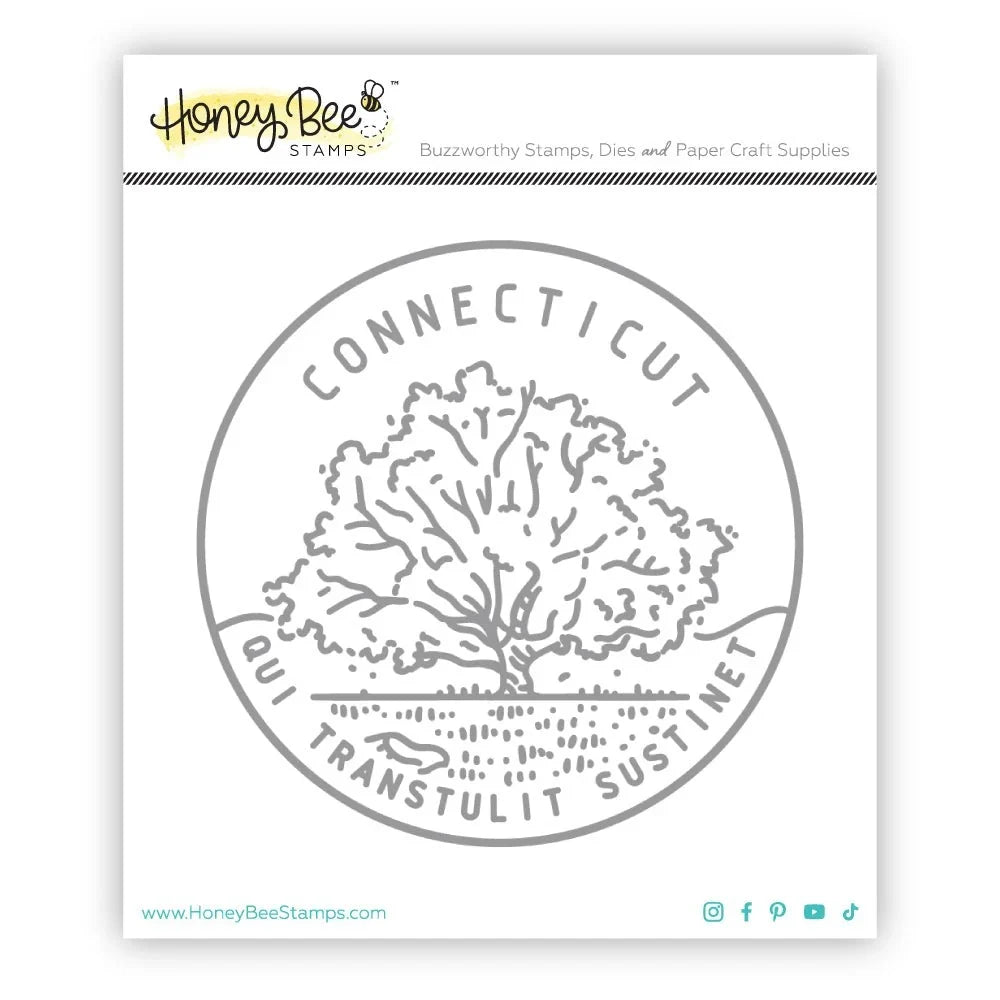50 States Circles - 2x2 Photopolymer Stamp Set - Connecticut - Honey Bee Stamps