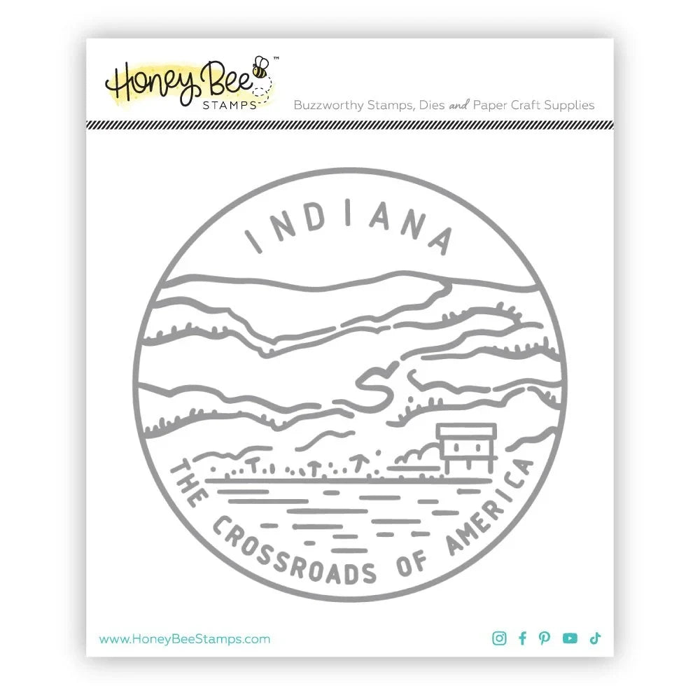 50 States Circles - 2x2 Photopolymer Stamp Set - Indiana - Honey Bee Stamps