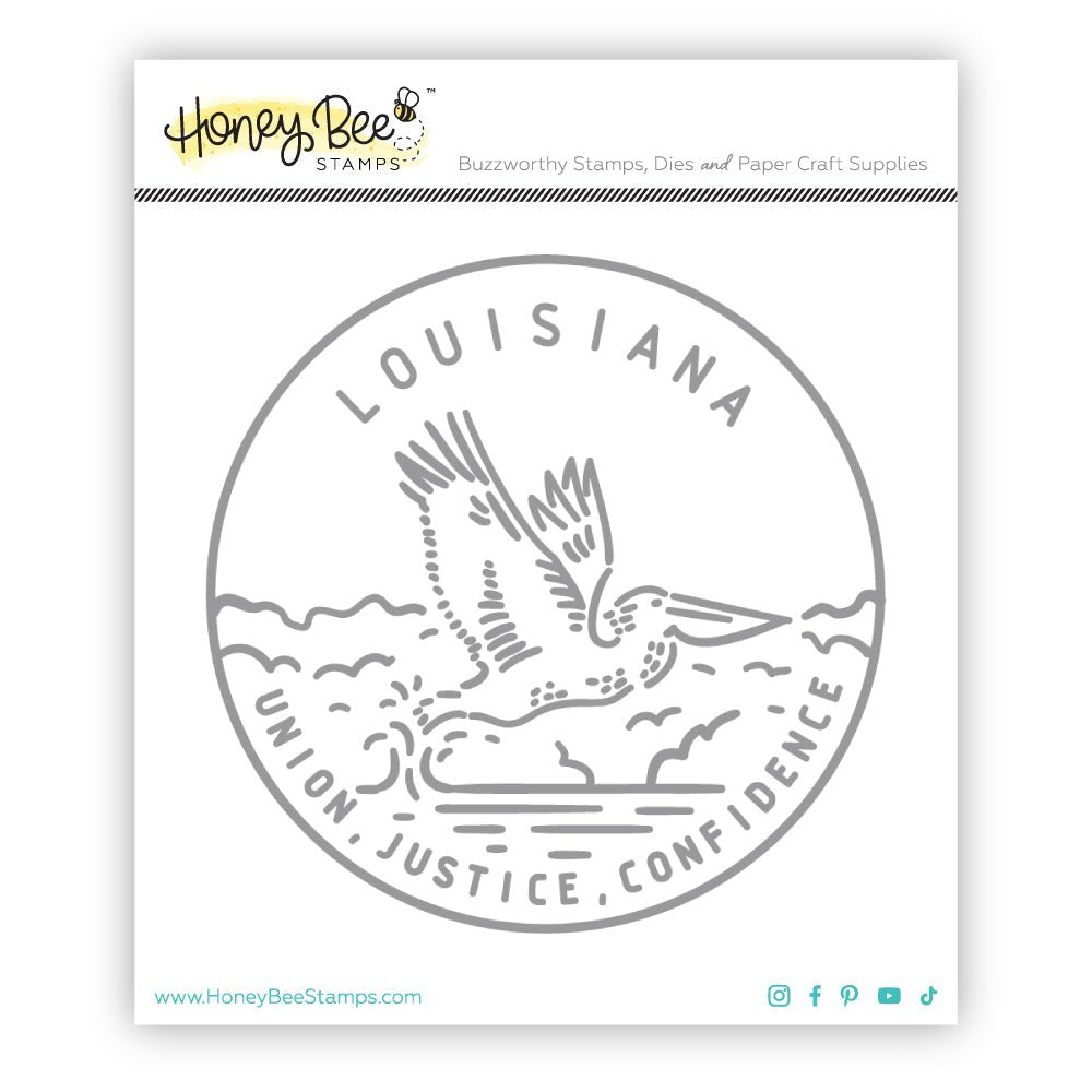 50 States Circles - 2x2 Photopolymer Stamp Set - Louisiana - Honey Bee Stamps