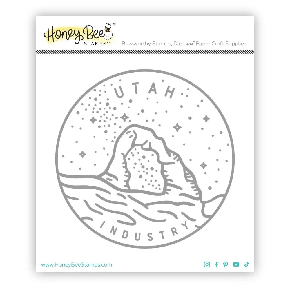 50 States Circles - 2x2 Photopolymer Stamp Set - Utah - Honey Bee Stamps