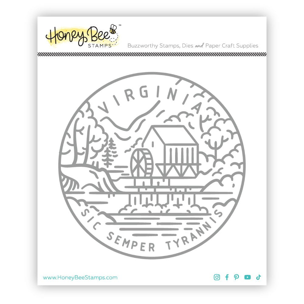 50 States Circles - 2x2 Photopolymer Stamp Set - Virginia - Honey Bee Stamps