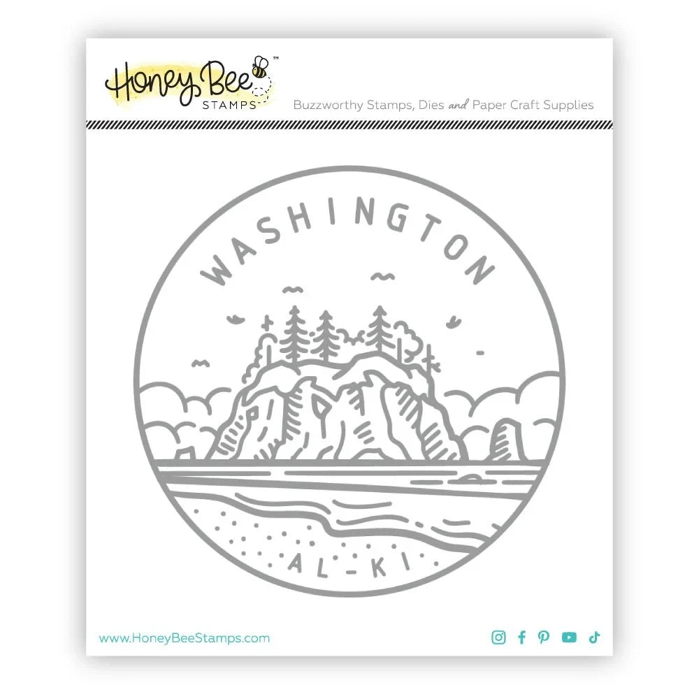 50 States Circles - 2x2 Photopolymer Stamp Set - Washington - Honey Bee Stamps