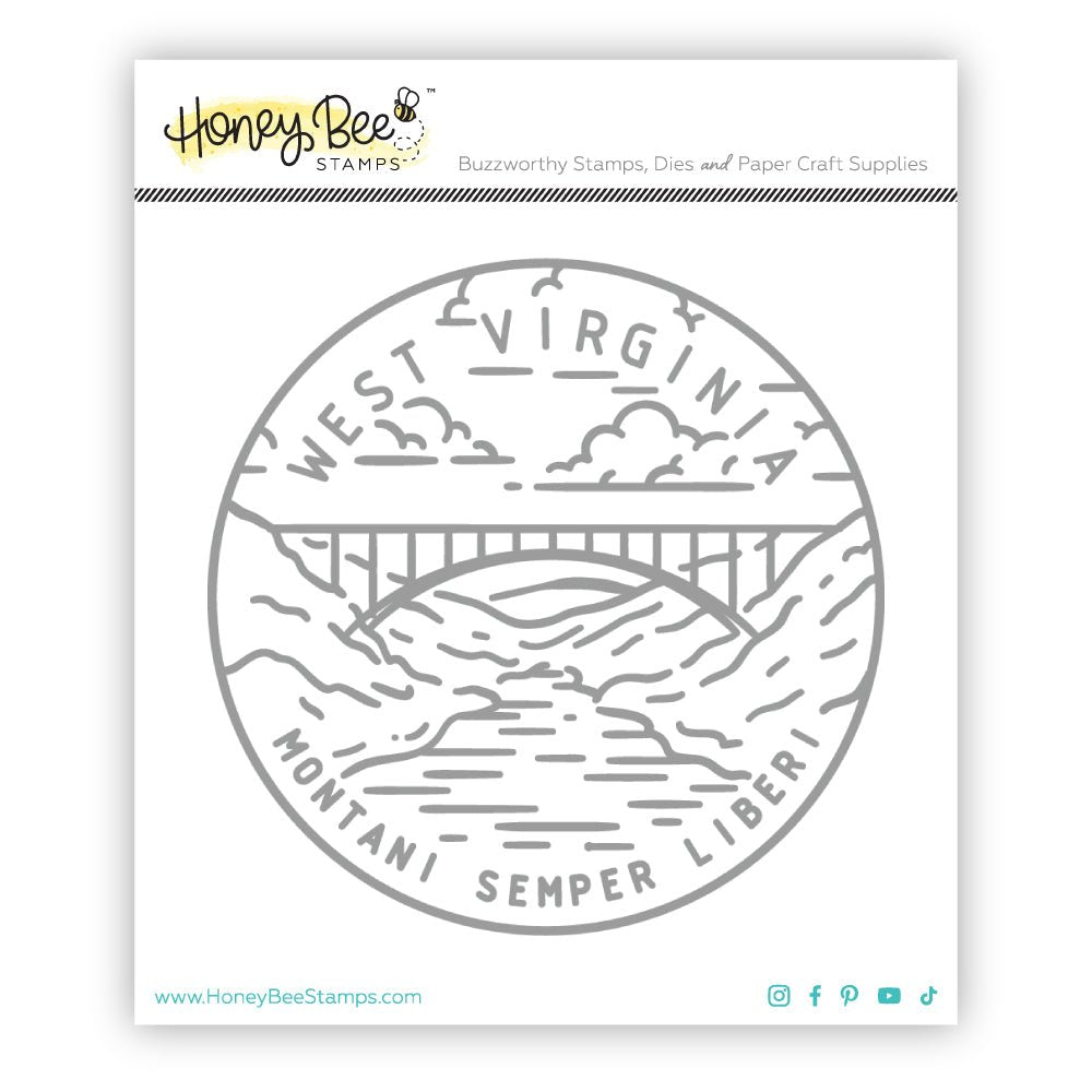 50 States Circles - 2x2 Photopolymer Stamp Set - West Virginia - Honey Bee Stamps