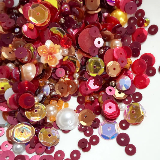 Crimson Leaves - Treasure Blend Sequin Mix With Flower Charm