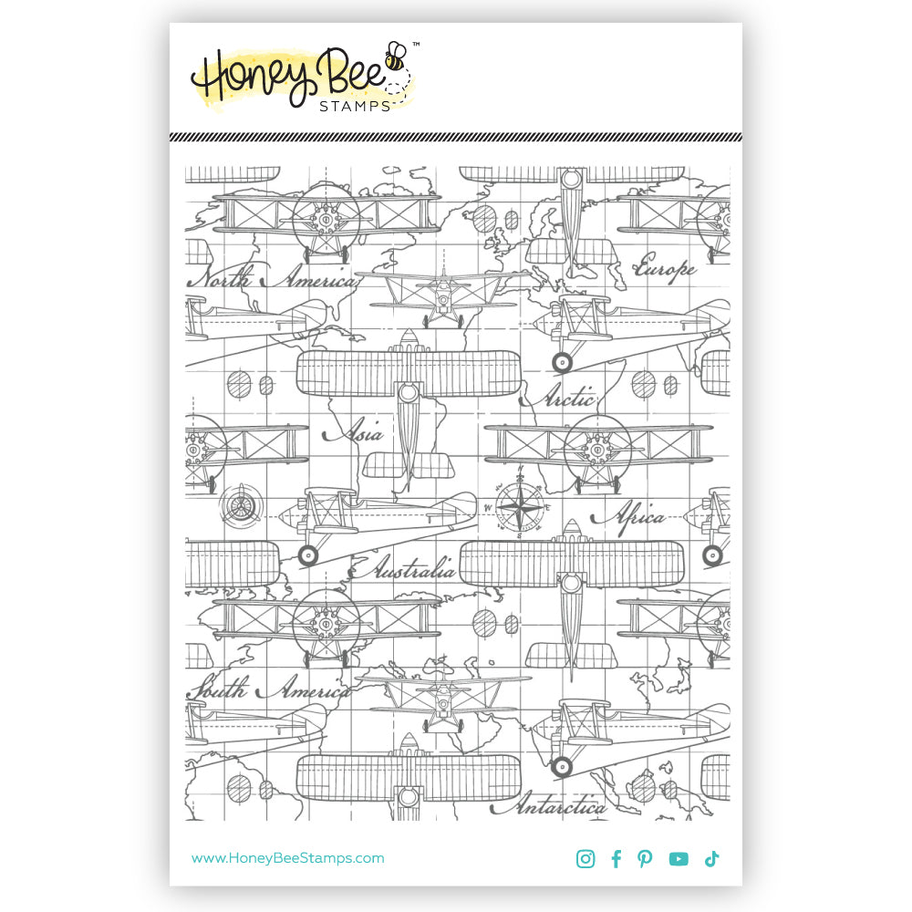 Aviator - 5x6 Rubber Cling Background Stamp - Honey Bee Stamps