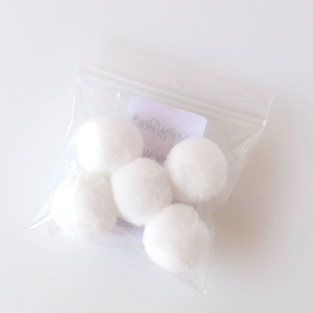 Bee Creative Large 1" Pom Poms 5 pk - Simply White - Retiring - Honey Bee Stamps