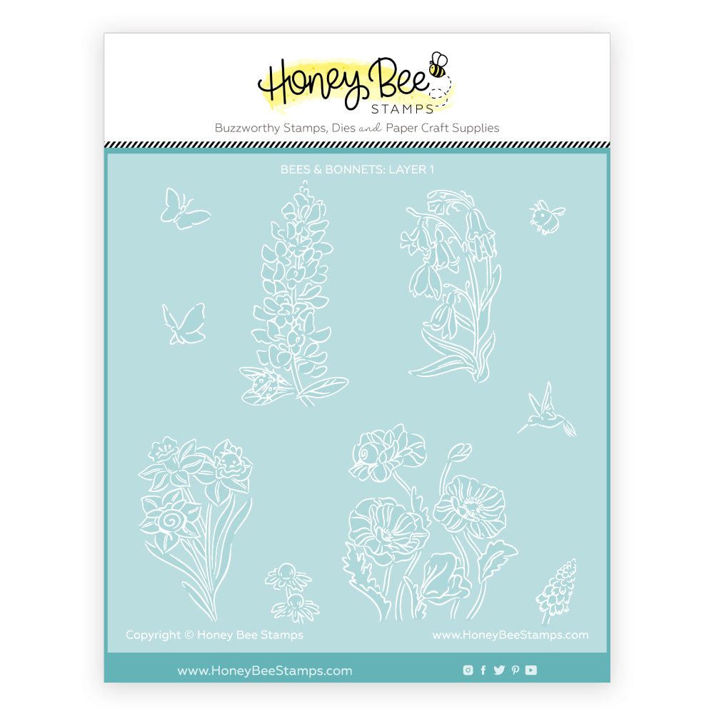 Bees & Bonnets - Set of 5 - 6"x6" Coordinating Stencils - Honey Bee Stamps