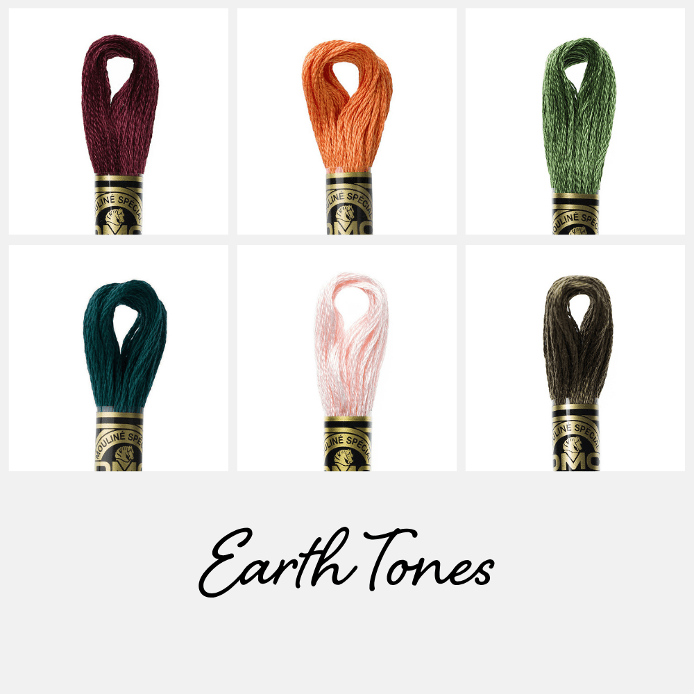 Earth Tones Coordinating DMC Embroidery Thread Bundle - Honey Bee Stamps