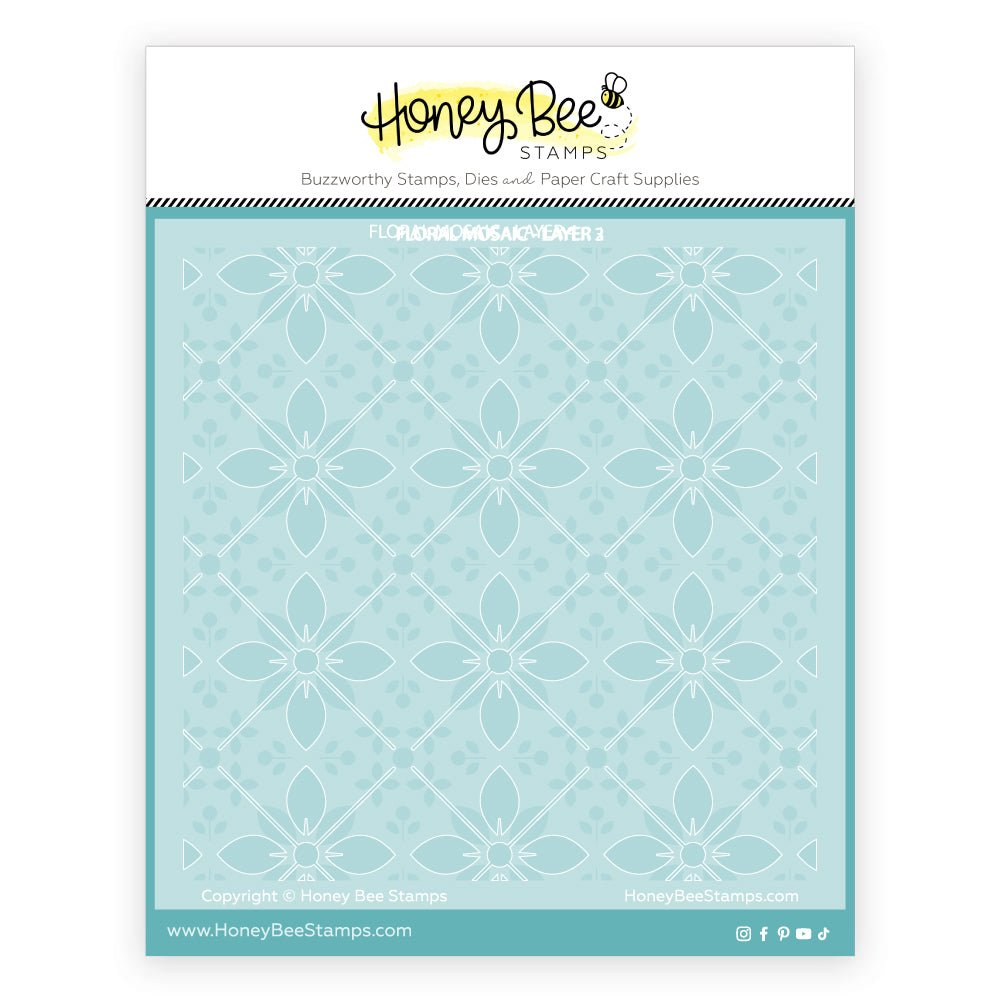 Floral Mosaic - Set of 4 - 6"x6" Layering Stencils - Honey Bee Stamps