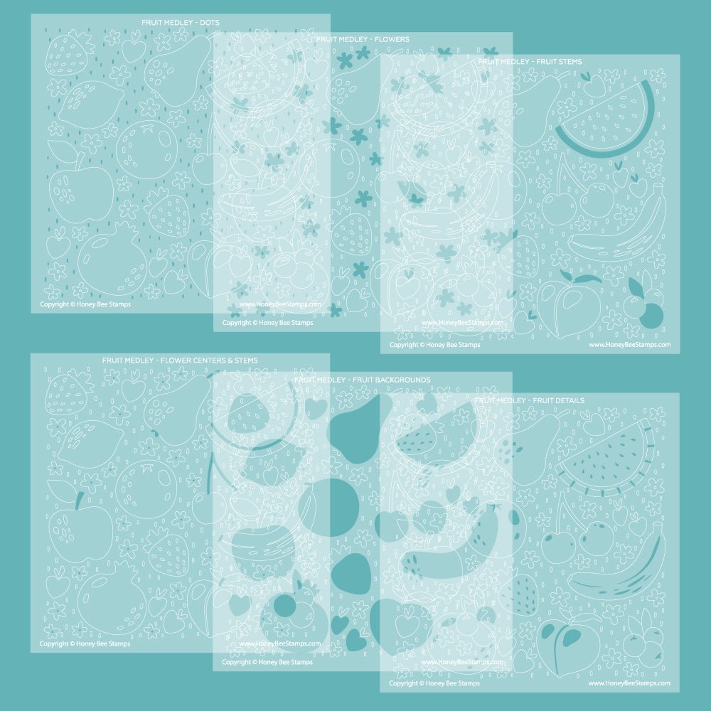 Fruit Medley - 6"x6" Set of 6 Background Layering Stencils - Honey Bee Stamps