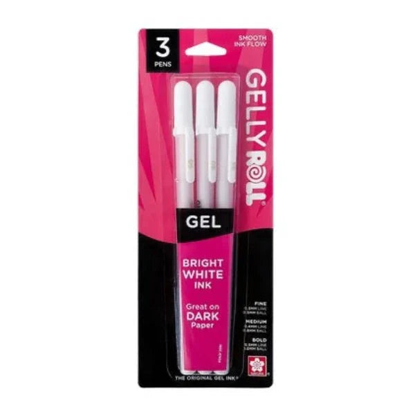 Sakura Gelly Roll Classic Point White Gel Pens 3-pack for dark paper
