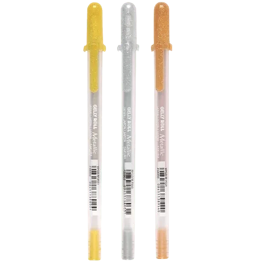 Gelly Roll Metallic Medium Point Pens 3/Pkg - Gold, Silver, Copper - Honey Bee Stamps