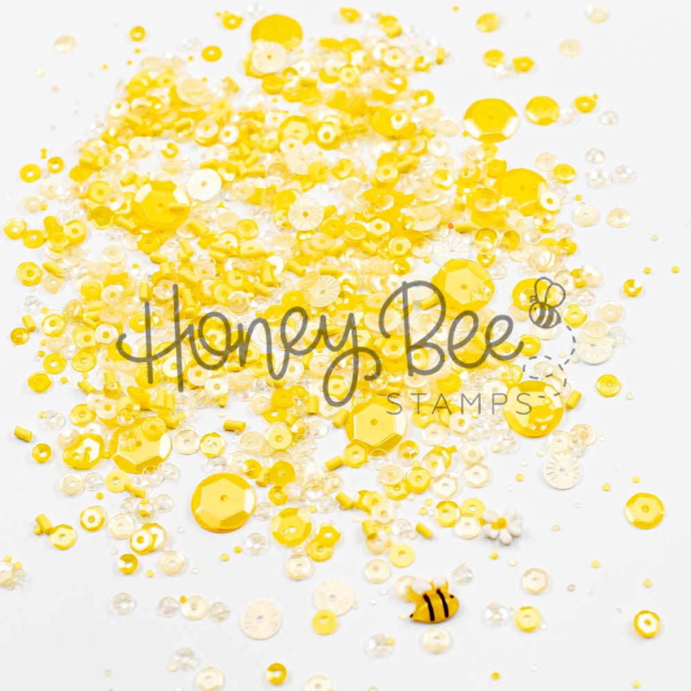 Honeycomb Glow - Sequin Mix with Special Daisy Charm and Bee Charm - Honey Bee Stamps