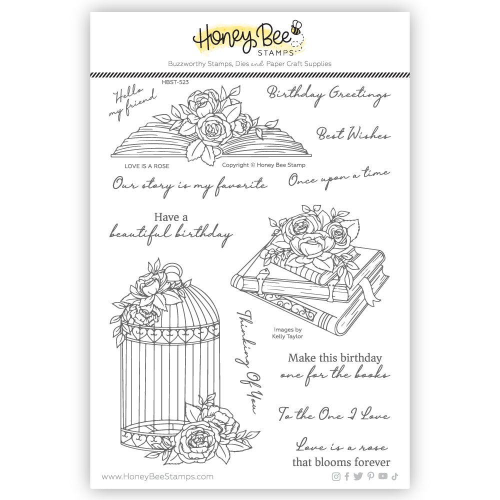 Love Is A Rose - 6x8 Photopolymer Stamp Set - Retiring - Honey Bee Stamps