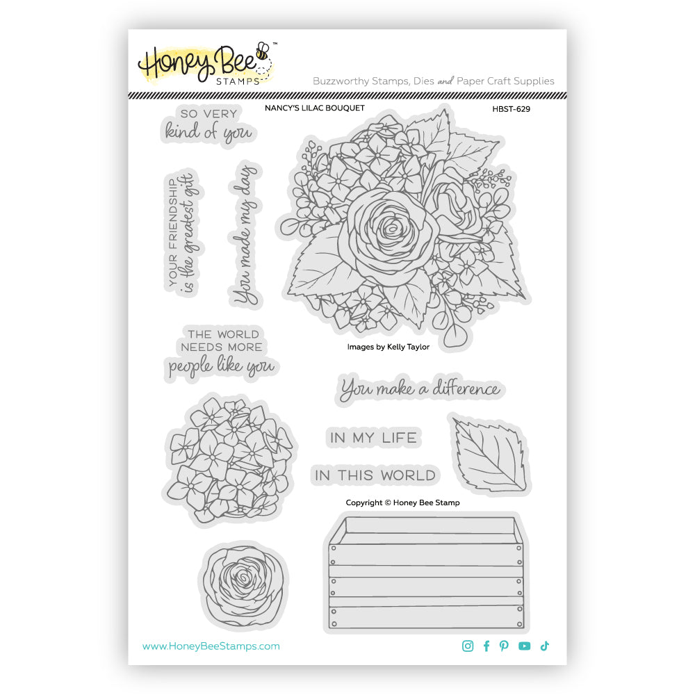 Nancy's Lilac Bouquet - 6x8 Photopolymer Stamp Set - Honey Bee Stamps