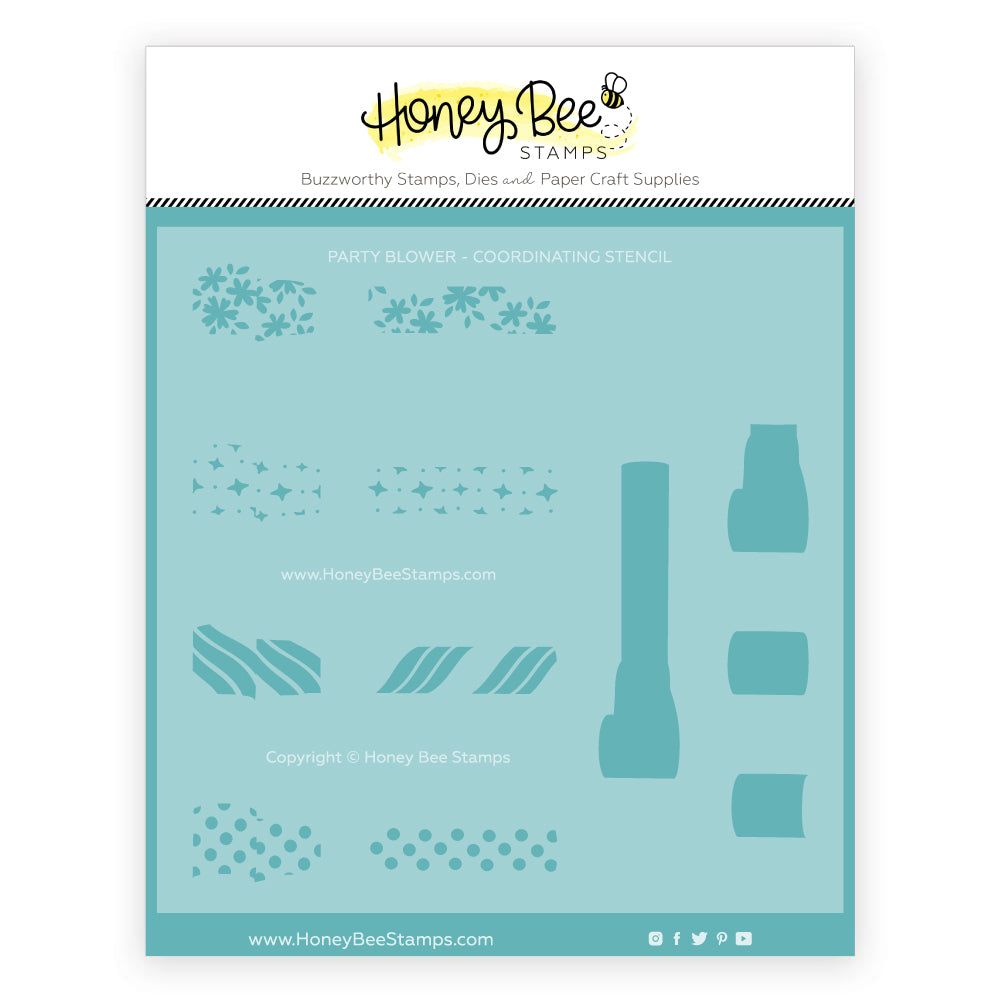 Party Blower - 6"x6" Coordinating Stencil - Honey Bee Stamps