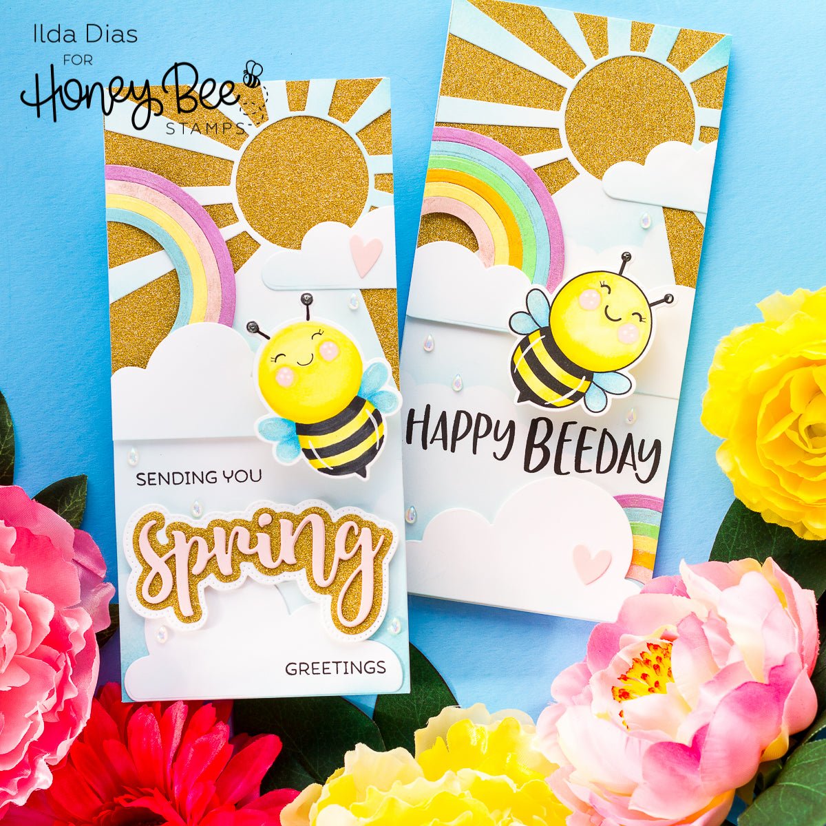 Pear Blossom Press Action Wobbles - Pack of 10 Mini Action Wobble Springs - Honey Bee Stamps