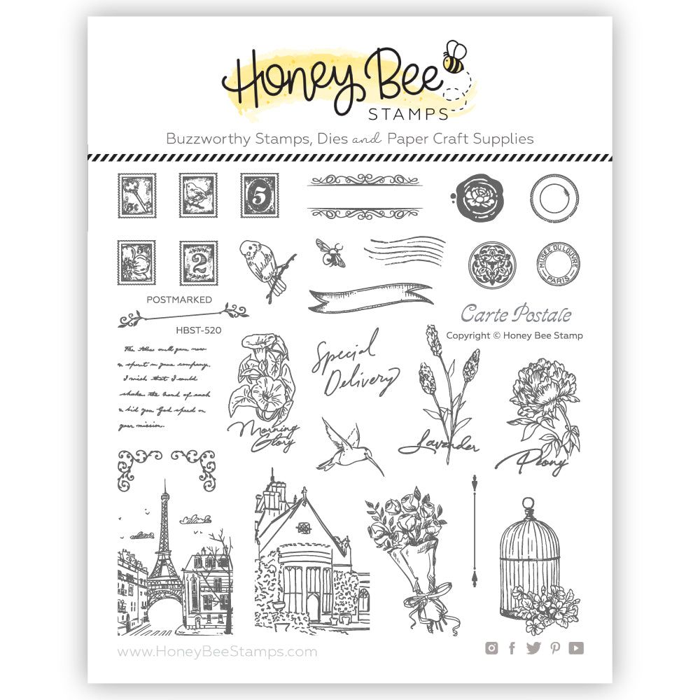 Postmarked - 6x6 Photopolymer Stamp Set - Honey Bee Stamps