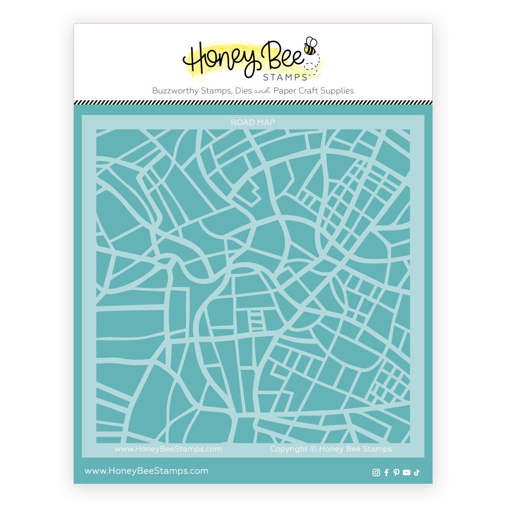 Road Map - 6"x6" Background Stencil - Honey Bee Stamps