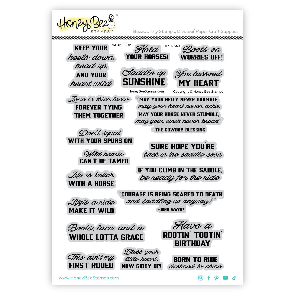 Saddle Up - 6x8 Photopolymer Stamp Set - Honey Bee Stamps