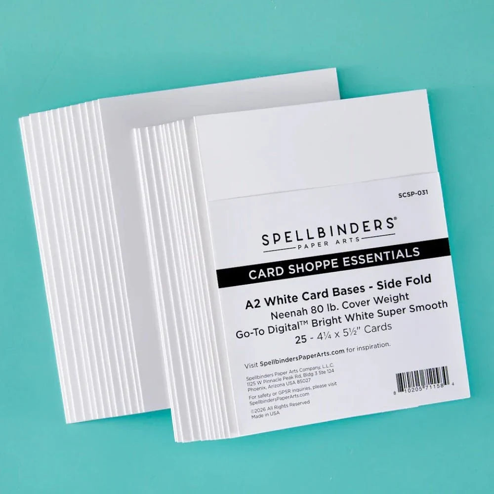 Spellbinders A2 Neenah 80 Side - Fold Card Bases - 25 pack - Honey Bee Stamps