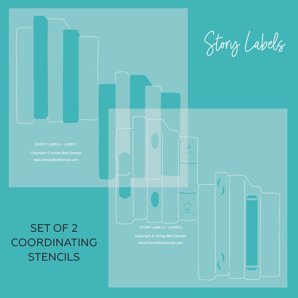 Story Labels - Set of 2 - 6"x6" Layering Stencils - Honey Bee Stamps
