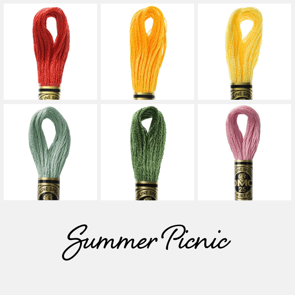 Summer Picnic Coordinating DMC Embroidery Thread Bundle - Honey Bee Stamps