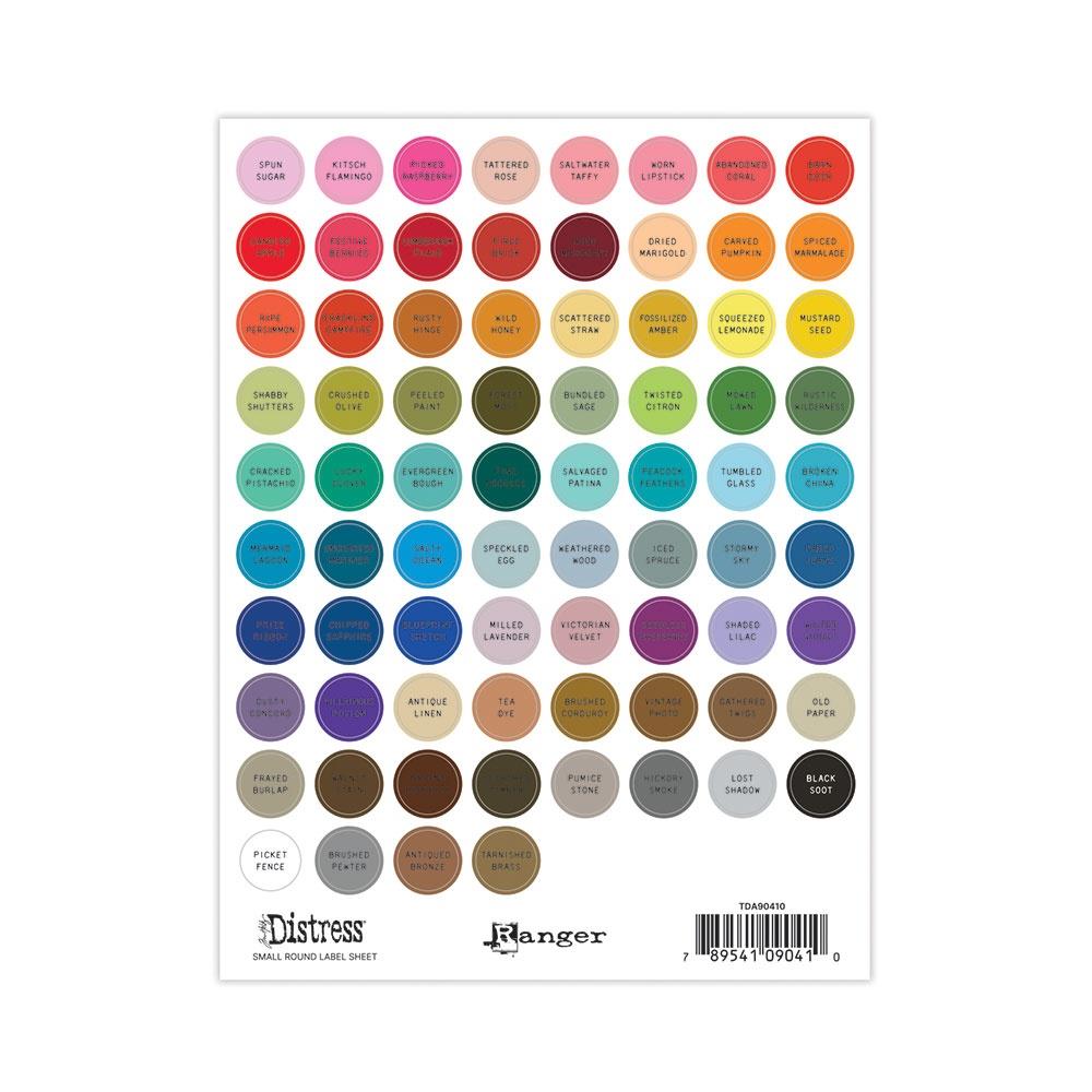 Tim Holtz Distress Small 1/2" Round Label Sheets - Color Name Stickers with Black Text - Honey Bee Stamps