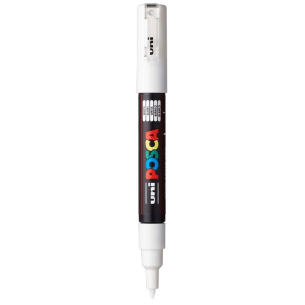 Uni Posca - PC - 1M - White Extra - Fine Bullet Tip Acrylic Paint Pen - Honey Bee Stamps