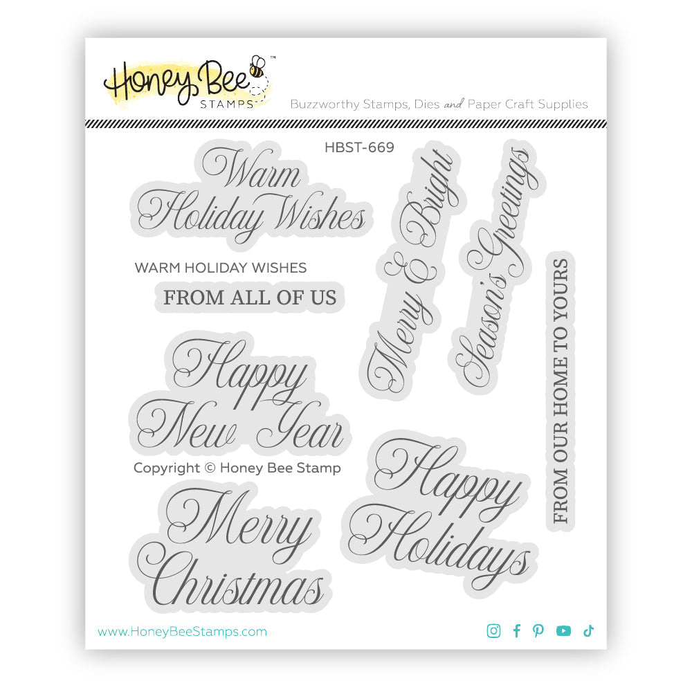 Warm Holiday Wishes - 4"x 4" Stamp Set - Honey Bee Stamps