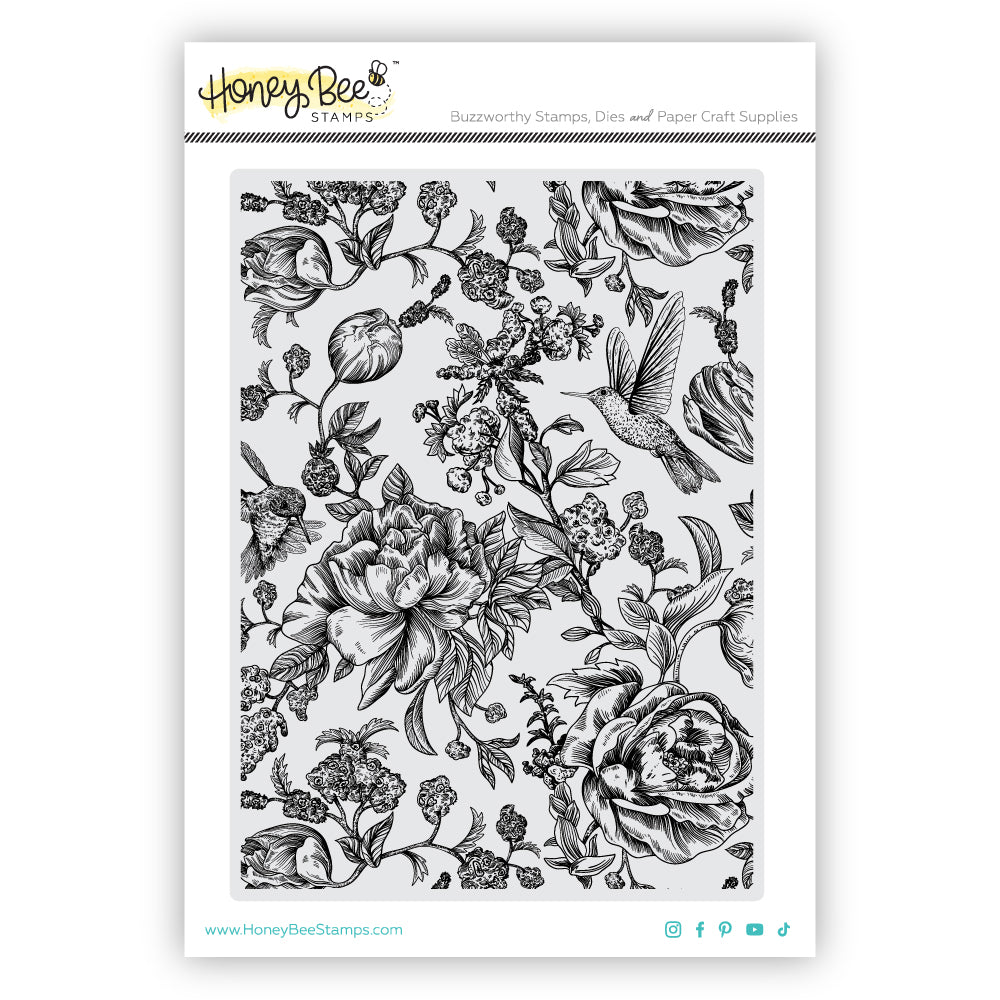 Zelia's English Garden - 5x7 Rubber Cling Stamp Set - Honey Bee Stamps