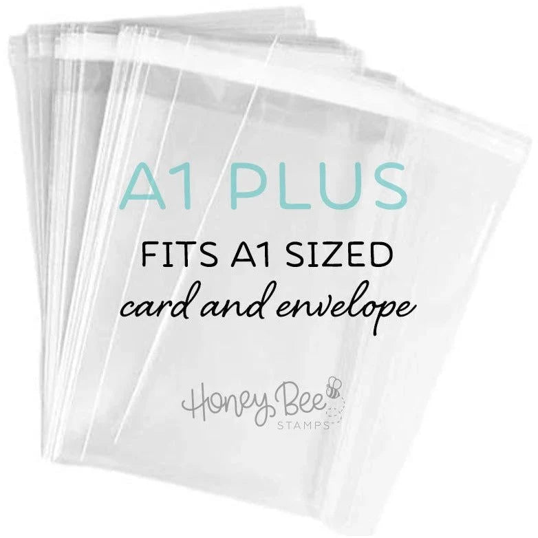 Crystal Clear Cello Bags 100 Pk - A1+ Clear Self Sealing Envelopes - Honey Bee Stamps