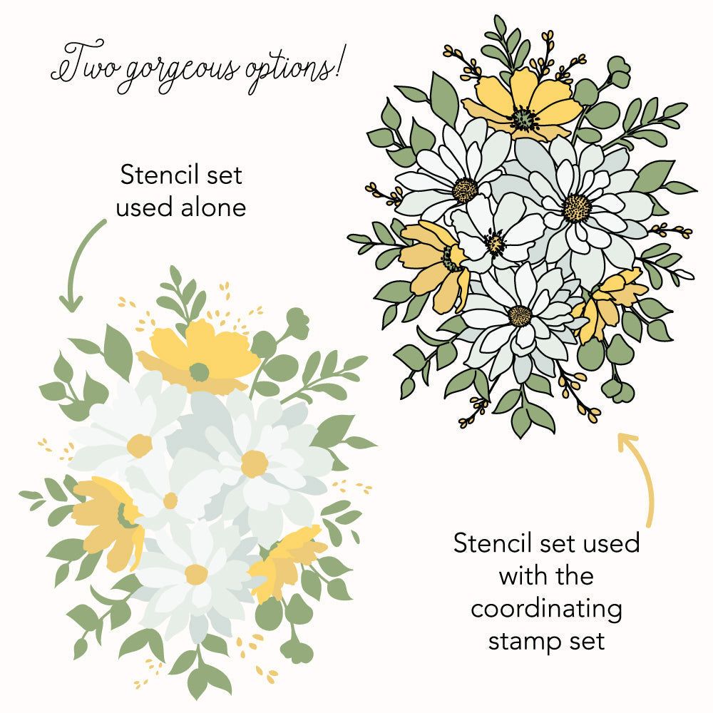 Daisy Layers Bouquet - 6x8 Photopolymer Stamp Set - Honey Bee Stamps