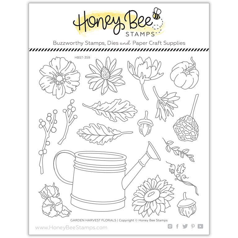 Garden Harvest Florals - 6x6 Photopolymer Stamp Set - Retiring - Honey Bee Stamps