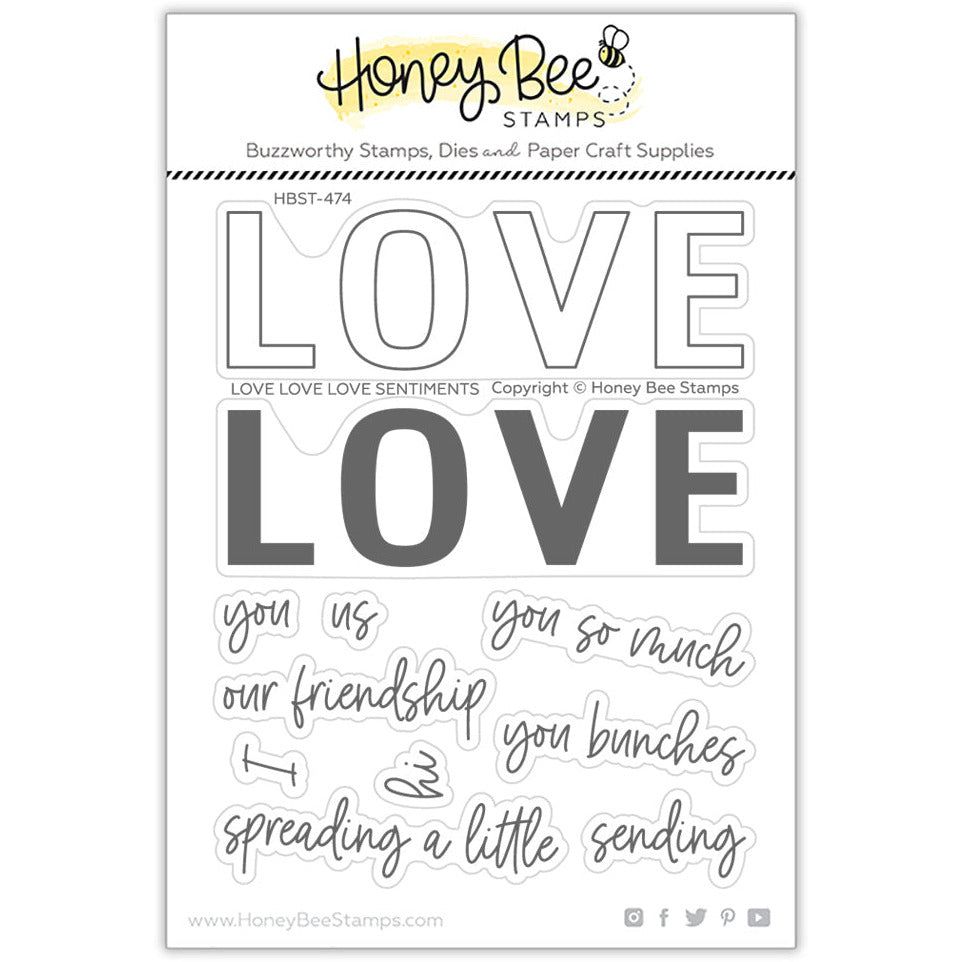 Love Love Love - 4x5 Photopolymer Stamp Set - RETIRING - Honey Bee Stamps