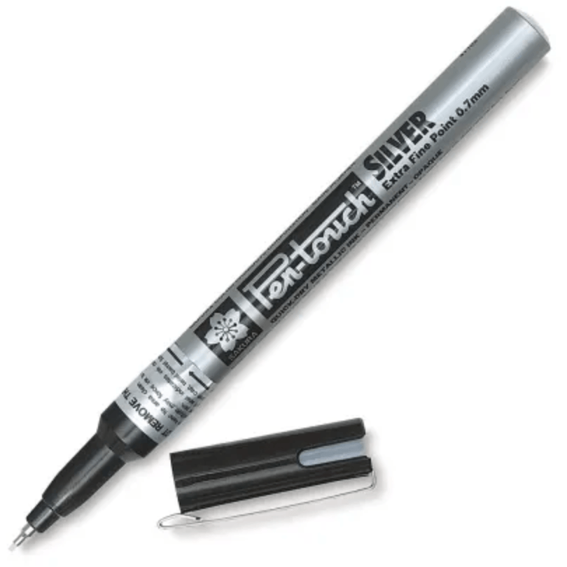 Pen - Touch Paint Marker - Permanent Opaque Silver .7mm Extra Fine Tip Paint Pen - Honey Bee Stamps