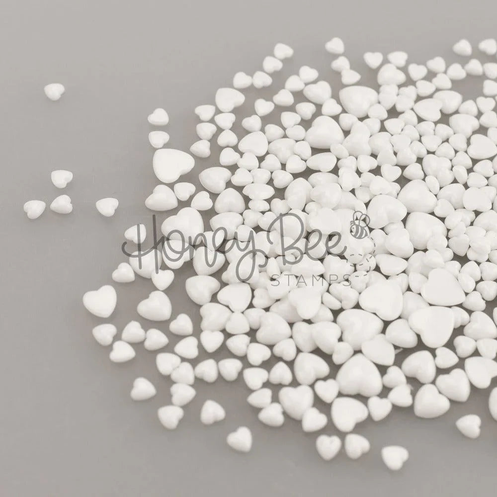 Pure - White Acrylic Hearts Mix - Honey Bee Stamps