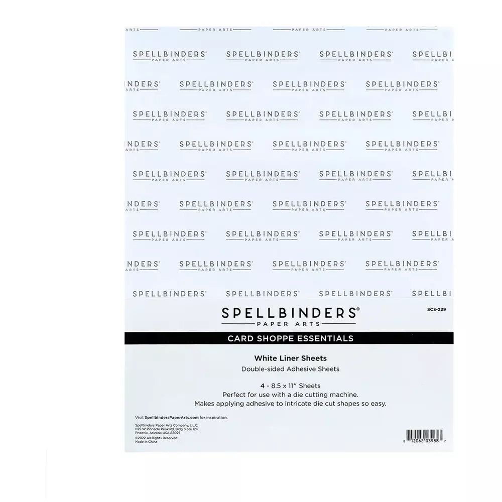 Spellbinders White Double - Sided Adhesive Liner Sheets - 8.5x11” - 4 Pack - Honey Bee Stamps