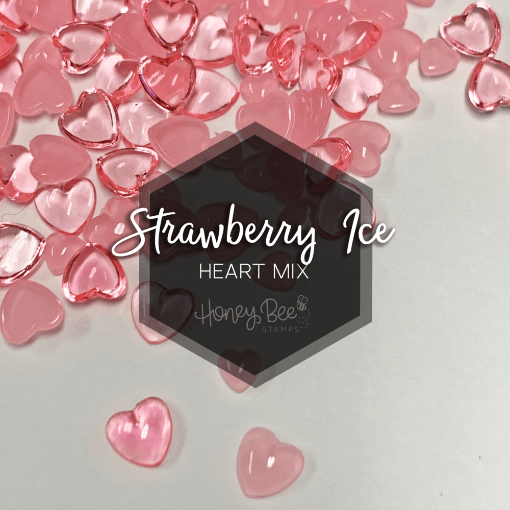 Strawberry Ice - Pink Acrylic Hearts Embellishment Mix - Honey Bee Stamps