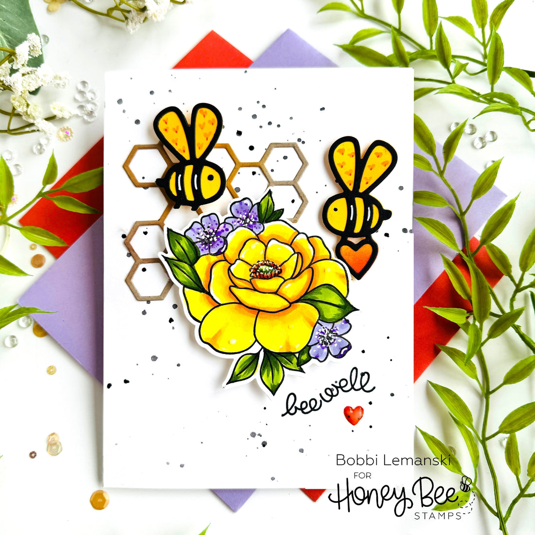 Bloom and Buzz Bee Well Card by Bobbi Lemanski - Honey Bee Stamps
