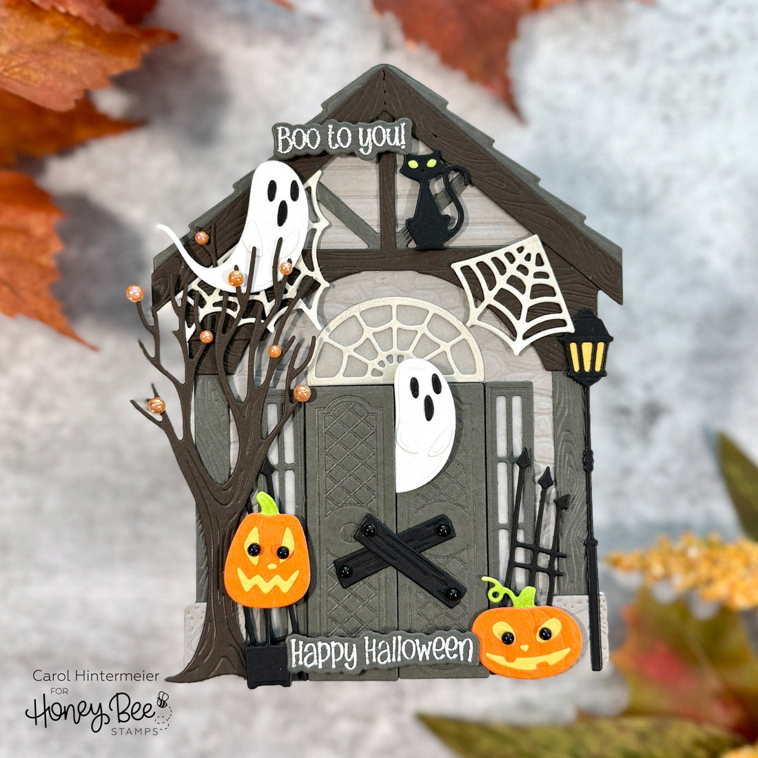Boo To You! Halloween Front Porch Card - Honey Bee Stamps