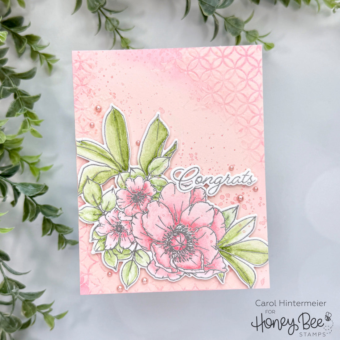 Congrats Card With Perfect Peonies - Honey Bee Stamps