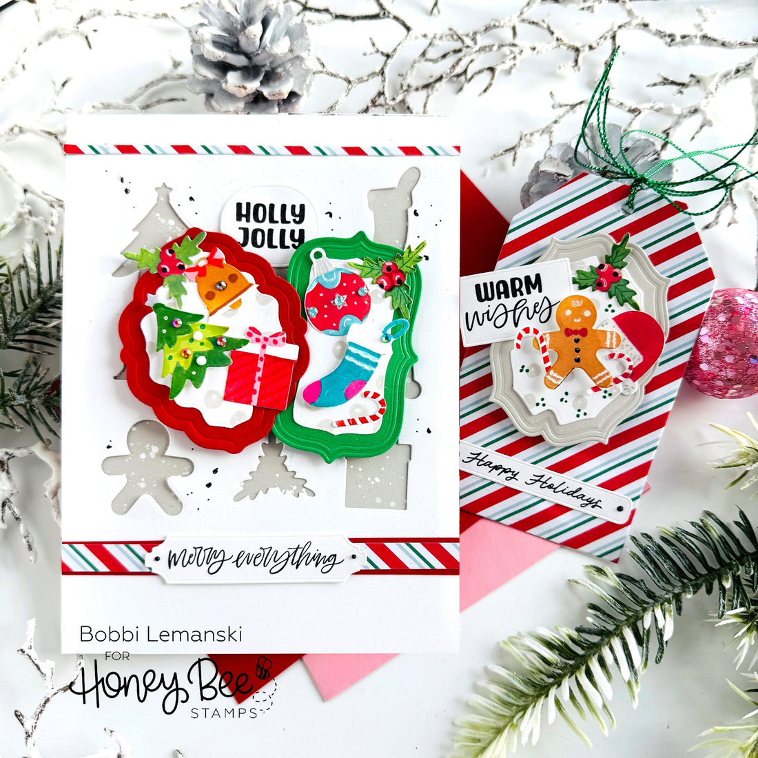 Festive Frames Card and Tag by Bobbi Lemanski - Honey Bee Stamps