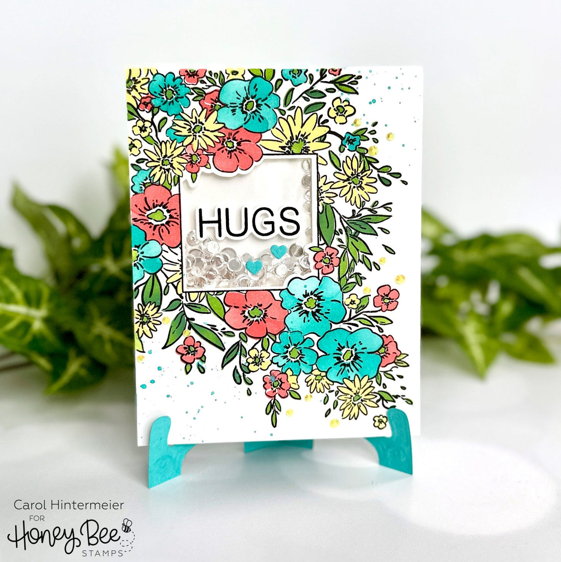 Floral Shaker Card with An Ornate Card Stand - Honey Bee Stamps