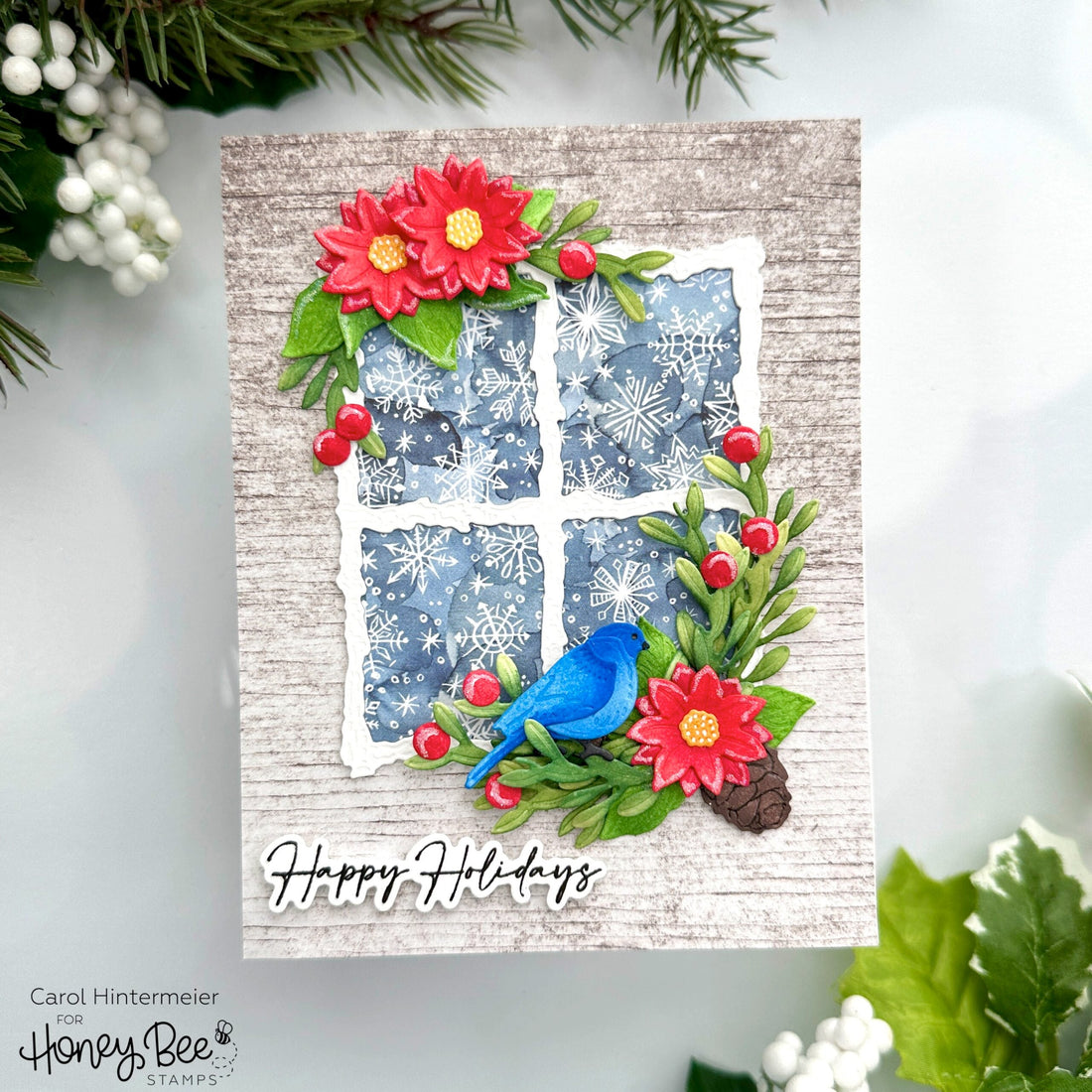 Happy Holidays Card--Lovely Layers: Seasonal Frame - Honey Bee Stamps