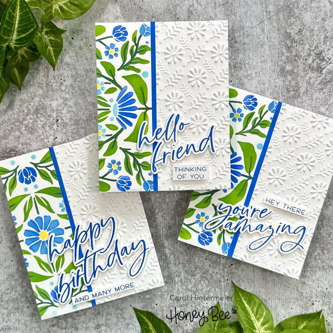 Make Three Easy Cards with the Folk Art Daisy Stencil Sets! - Honey Bee Stamps