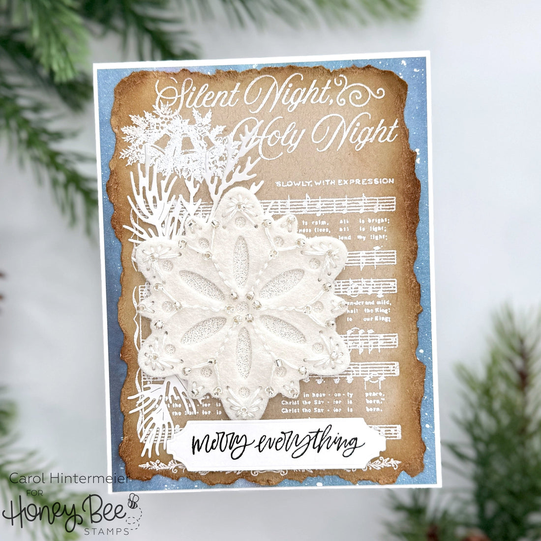 Merry Everything Holiday Card With The In Stitches: Snowflake - Honey Bee Stamps